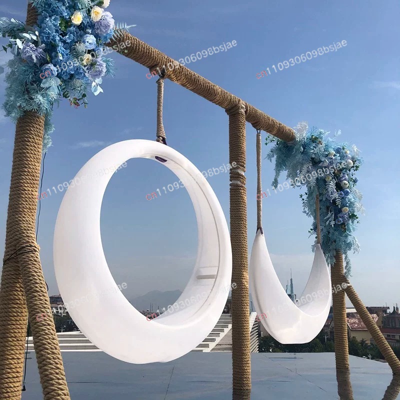 Garden Swing Chair - 屋外発光スイング インターネットで話題のハンギングチェア 屋外中庭リングムーンロッキングチェア ホテルガーデン用クレードル