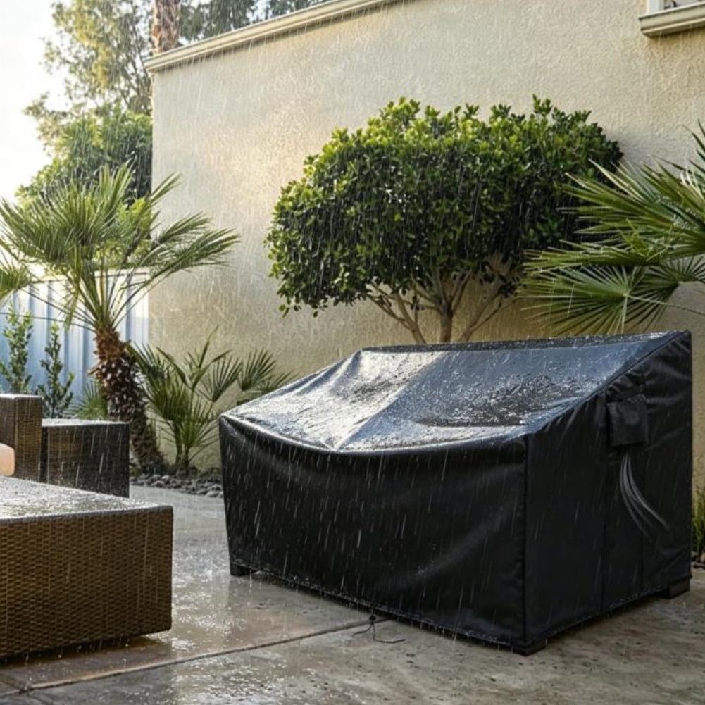 Outdoor Furniture Black - 頑丈なパティオソファカバー 防水屋外カウチカバー パティオ家具カバー ブラック 210Dオックスフォード生地 チェアカバー