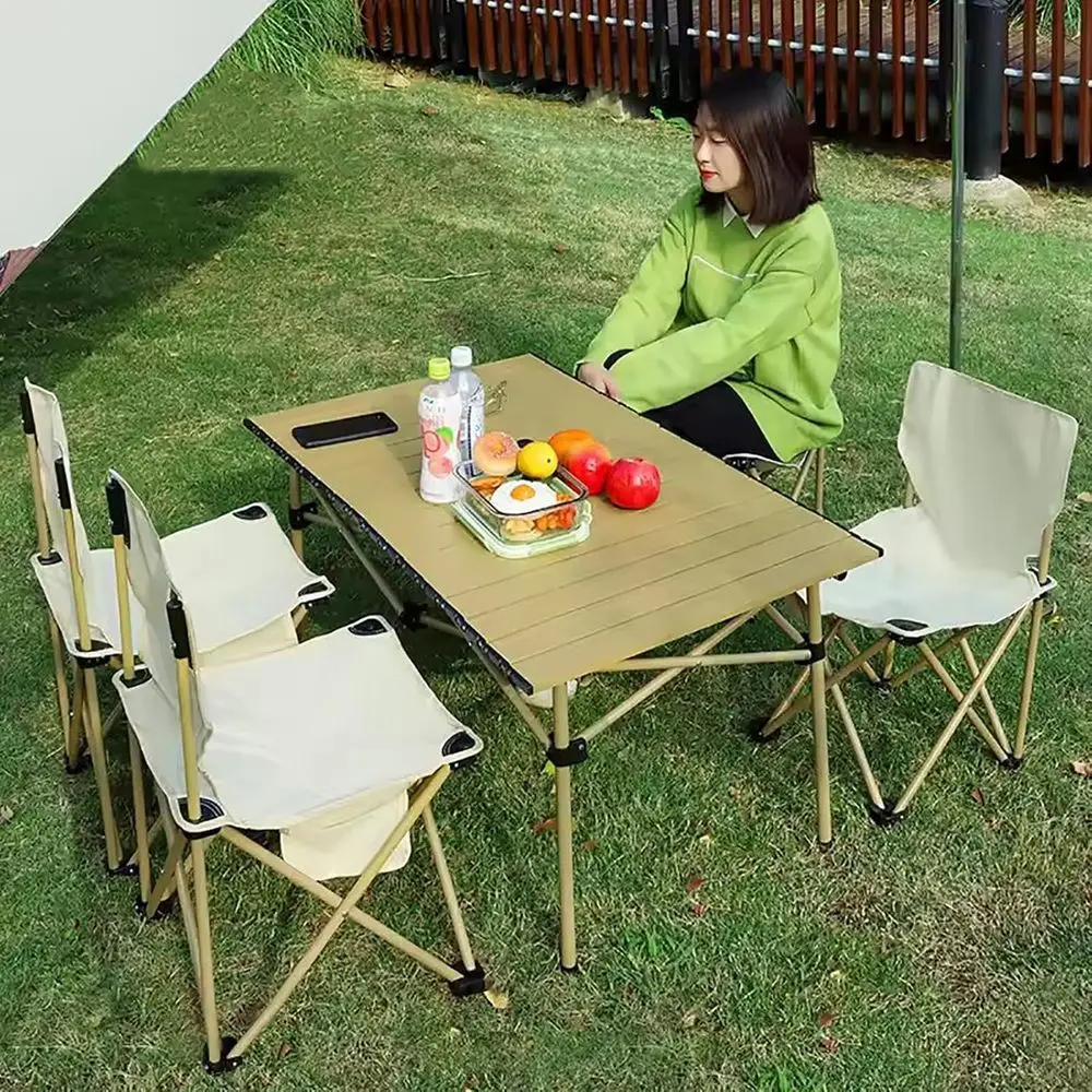 Outdoor Furniture Black - ポータブル5点キャンプチェアとテーブルセット、キャリーバッグ付き、屋外芝生用家具、ブラック