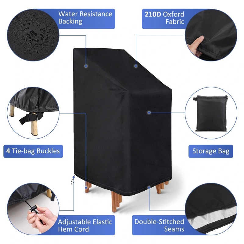 Outdoor Furniture Protector - 1/2/個入り スタックチェア用ダストカバー 防水防塵 パティオガーデン家具保護カバー アウトドアソファアームチェアカバー