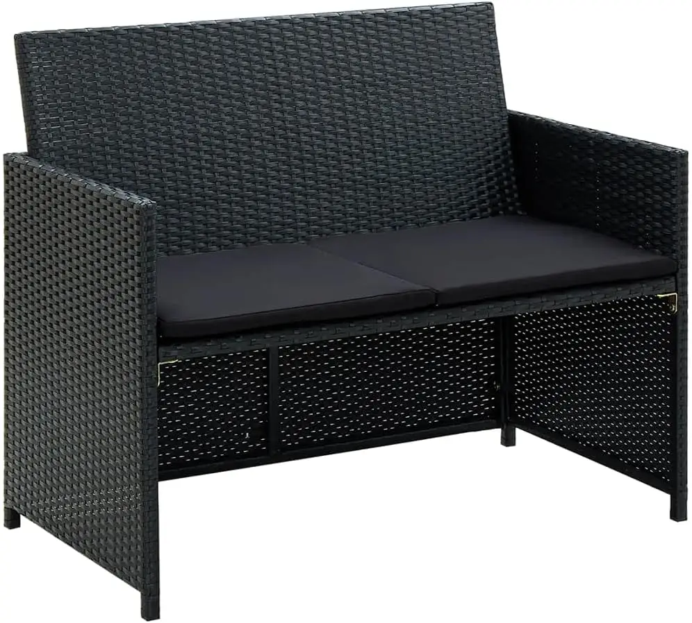 Outdoor Furniture Cushions 22 X 22 - 2人掛けガーデンソファ、取り外し可能なクッション付き、全天候型屋外ソファ、パティオ家具、ポリラタン製、39.4インチ x 22インチ x 33.5インチ