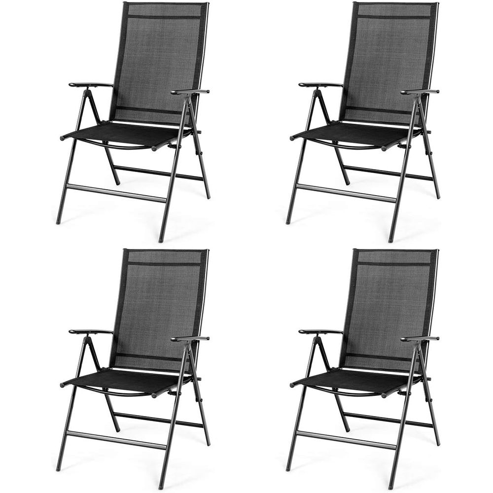 Outdoor Furniture Ofo - セットにはパティオダイニングチェア4脚、古い屋外用椅子、通気性のある生地を使用したポータブルキャンプ用椅子、アームレスト付きの古い椅子Hが含まれます。