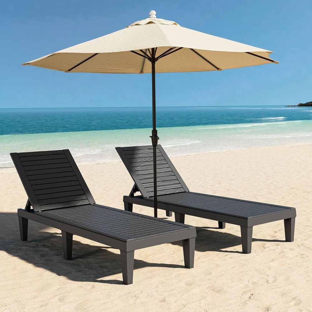 Outdoor Furniture Ofo - セット o 2、軽量パティオチェア、防水サンラウンジャーチェア、5段階調節可能なプールラウンジャーチェアまたはガーデンビーチパティオP