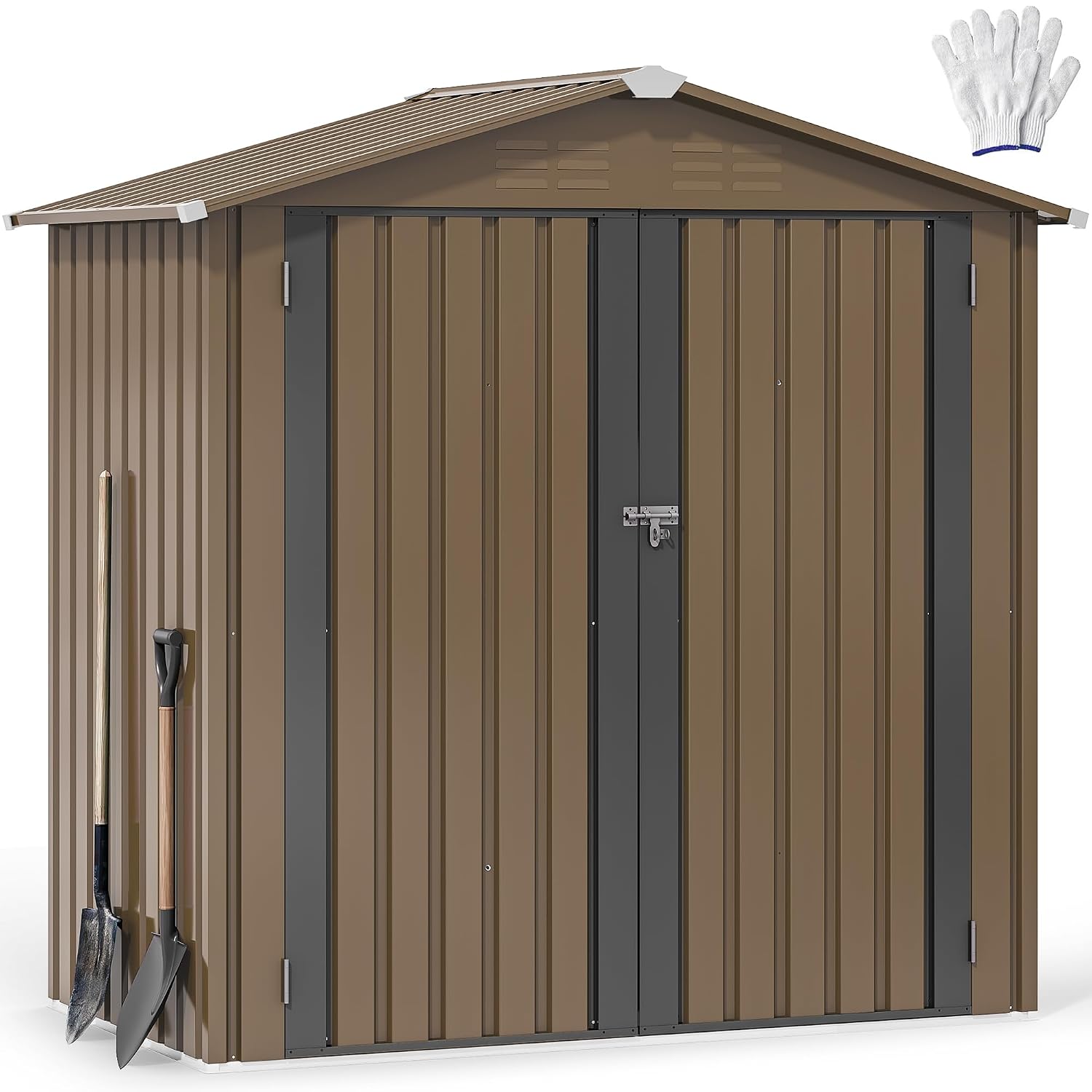 Outdoor Furniture Metal - 6x4フィートの金属製屋外収納庫、防水ツール小屋、頑丈な収納ユニット、ロック可能なドアと通気孔付き、カスタムメイドに最適