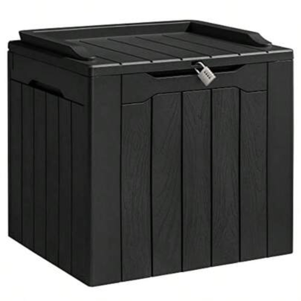 Outdoor Furniture Balcony - 31ガロン樹脂製デッキボックス、防水屋外収納、ロック可能なパティオ家具クッション、ガーデンツールコンテナ、裏庭、ポーチ、バルコニー用、頑丈な全天候型UV耐性、耐荷重300ポンド、組み立て簡単