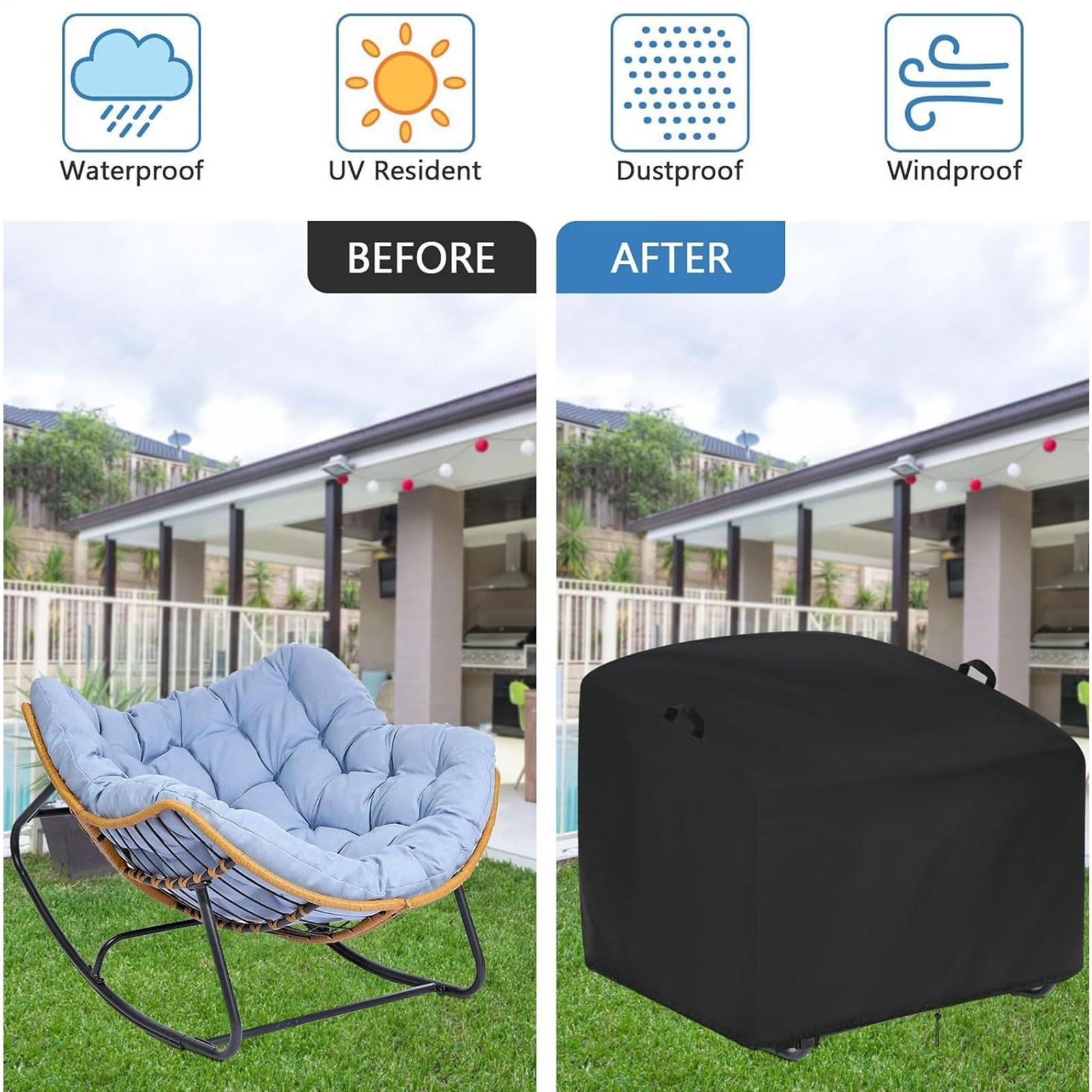 Rattan Lounge Set - ロッキングチェアカバー防水保護ラップ日焼け防止防風パティオチェアカバー籐ラウンジャー庭庭家庭保育園用