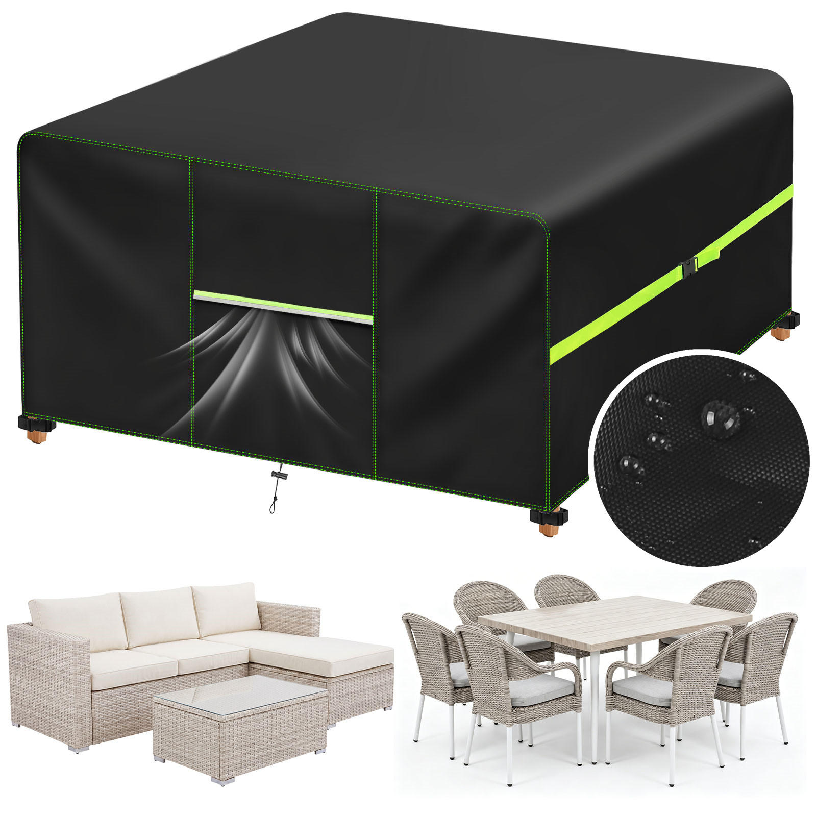 Outdoor Furniture Upholstery Near Me - ガーデン家具カバー エアベント付き 防水パティオ籐ソファテーブルチェアセットカバー 210D オックスフォード防風 125/180/200/242cm