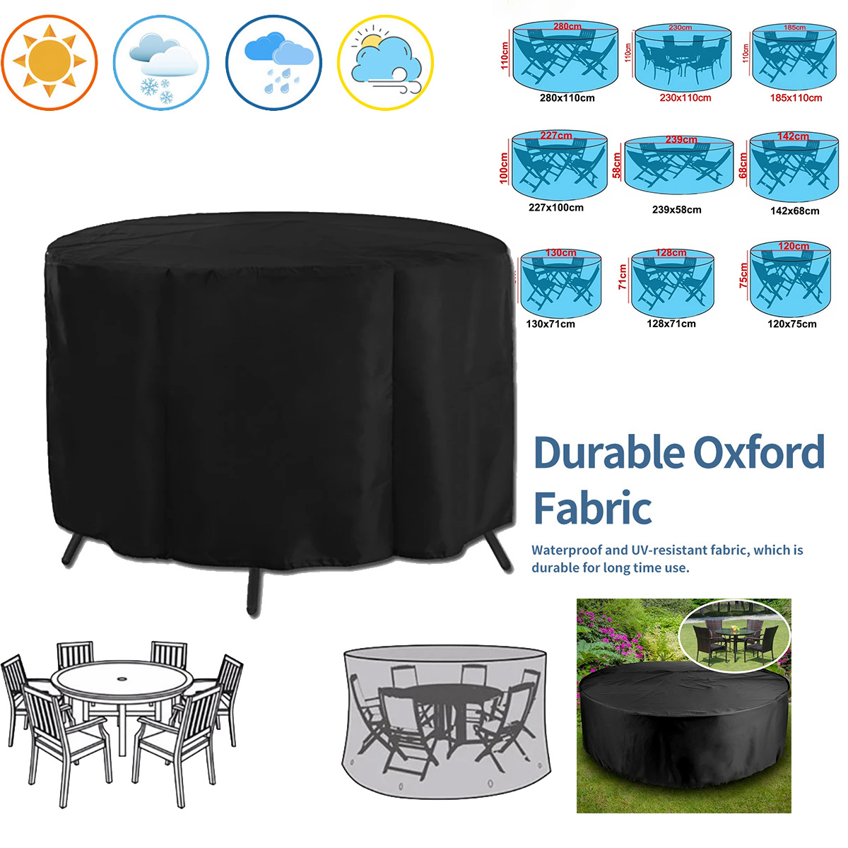Outdoor Furniture Upholstery Near Me - ラウンドカバー ラウンド型屋外ガーデン家具カバー 防水オックスフォード保護家具カバー 雨雪防塵カバー