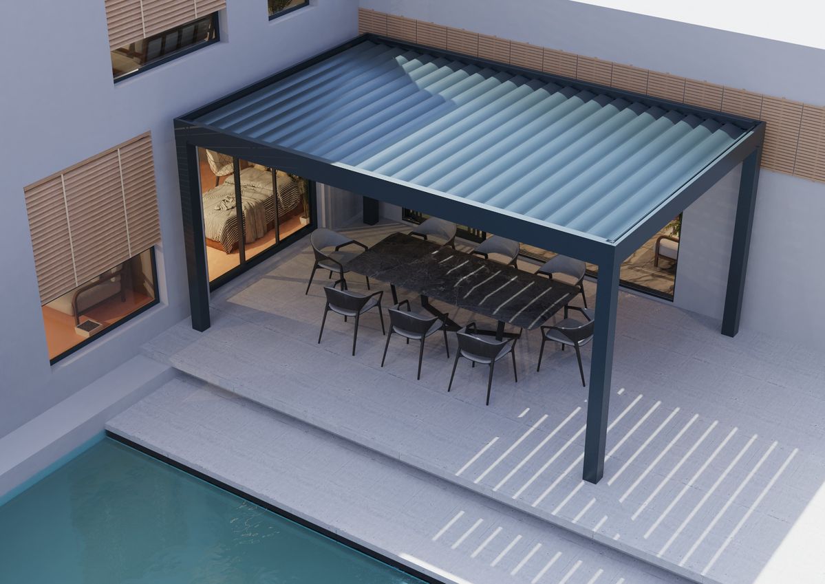 Outdoor Furniture Aluminium - 手頃な価格の裏庭用長方形アルミ合金製パビリオン、調整可能なブラインド付き電動雨よけパーゴラ、屋外パーティー用ガーデンガゼボ