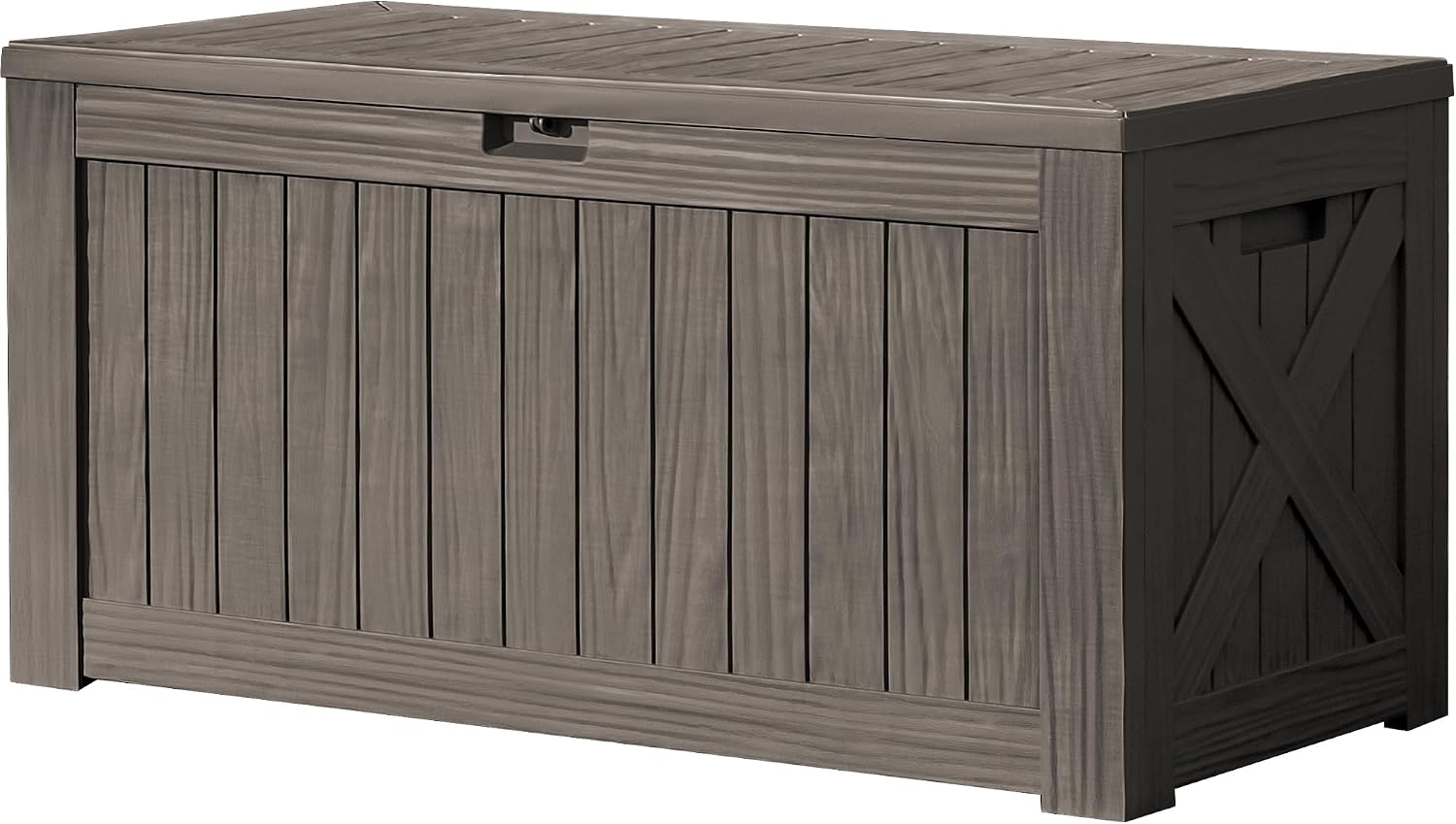 Outdoor Furniture Wood - 120ガロン大型デッキボックス屋外収納キャビネット 防水樹脂製収納ベンチ ロック可能 ヤードパティオオーガナイザー 芝生用クッション プールツール