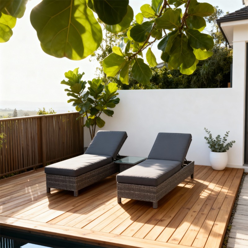 Rattan Lounge Set - 屋外用籐製ラウンジチェアセット（カスタムサービス付き）-籐と金属フレーム、パティオ、パティオでのリラックスに最適