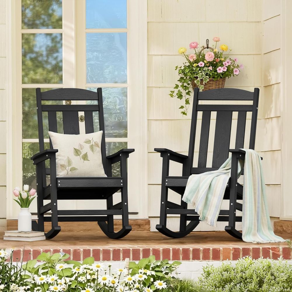 Outdoor Furniture Ofo - 屋外用ロッキングチェア t o 2、耐候性ポリプラスチックロッカー、350lヘビーデューティー、特大サイズのポーチロッカーまたは大人用、ハイバックS