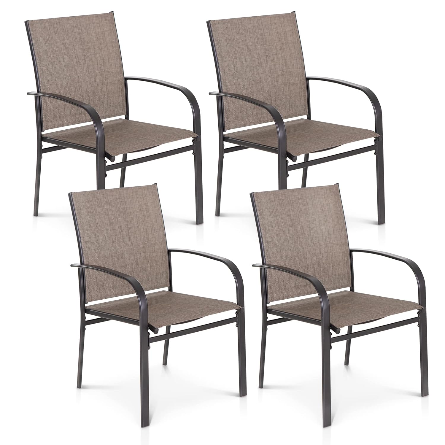 Outdoor Furniture Ofo - o*-パティオダイニングチェア4脚セット、全天候型屋外ダイニングチェア、アームレスト付きパティオ家具チェア、カスタマイズ可能