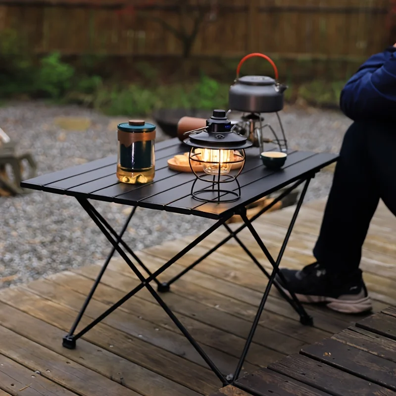 Outdoor Furniture Usa - ポータブルアウトドア折りたたみアルミテーブル、ピクニック、キャンプ、バーベキュー用のシンプルなアルミトップデスク