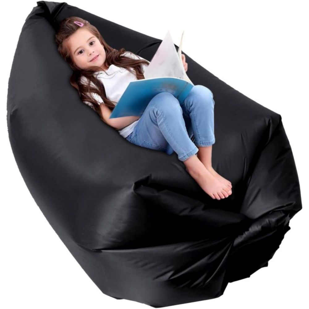 Outdoor Furniture Black - ポータブルエアーカウチ、キャンプ＆ビーチ用、ブラック | ティーン向け漏れ防止チェア。 軽量アウトドアエアラウンジャー（パティオ、旅行用）