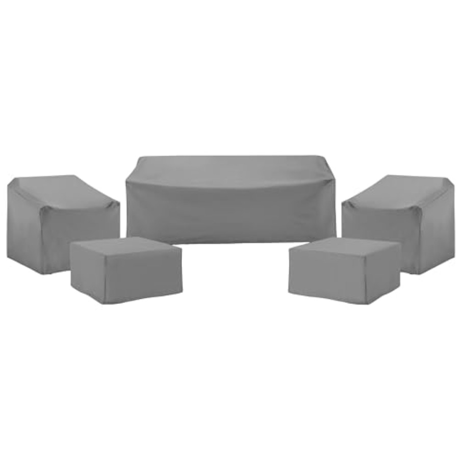 Outdoor Furniture Cover Waterproof - パティオ家具カバー、防水5点セット、屋外用椅子、ソファ、オットマン用、グレー