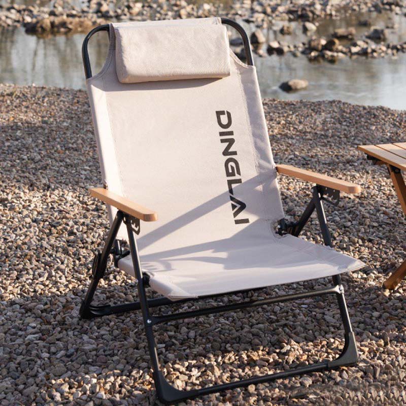 Outdoor Furniture Used - 屋外折りたたみ椅子ポータブルキャンプリクライニングチェア角度調整可能取り外し可能な枕付きハイバックレスト釣り椅子
