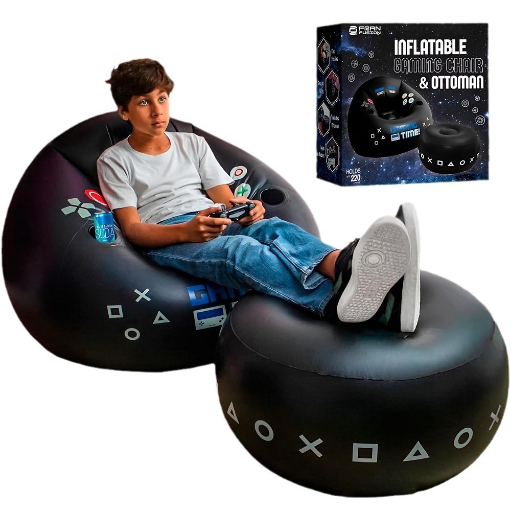 Outdoor Furniture Black - クリエイティブなeスポーツゲーミングチェア、カップホルダーとサイドポケット付き、インフレータブル家具、ブラックスタイルのゲーミングチェア、インフレータブルソファ
