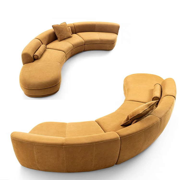Rattan Lounge Set - リビングルーム家具 セクショナル カーブド サーキュラー ラウンジソファ 高級ファブリックソファセット