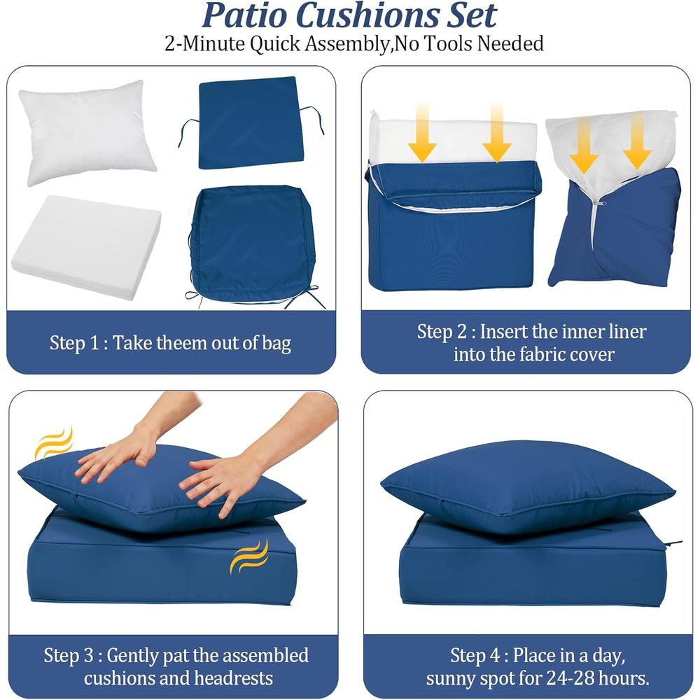 24x24インチの屋外用ディープシートクッション4個セット、 - Outdoor Furniture Fabric Waterproof のレビューと価格
