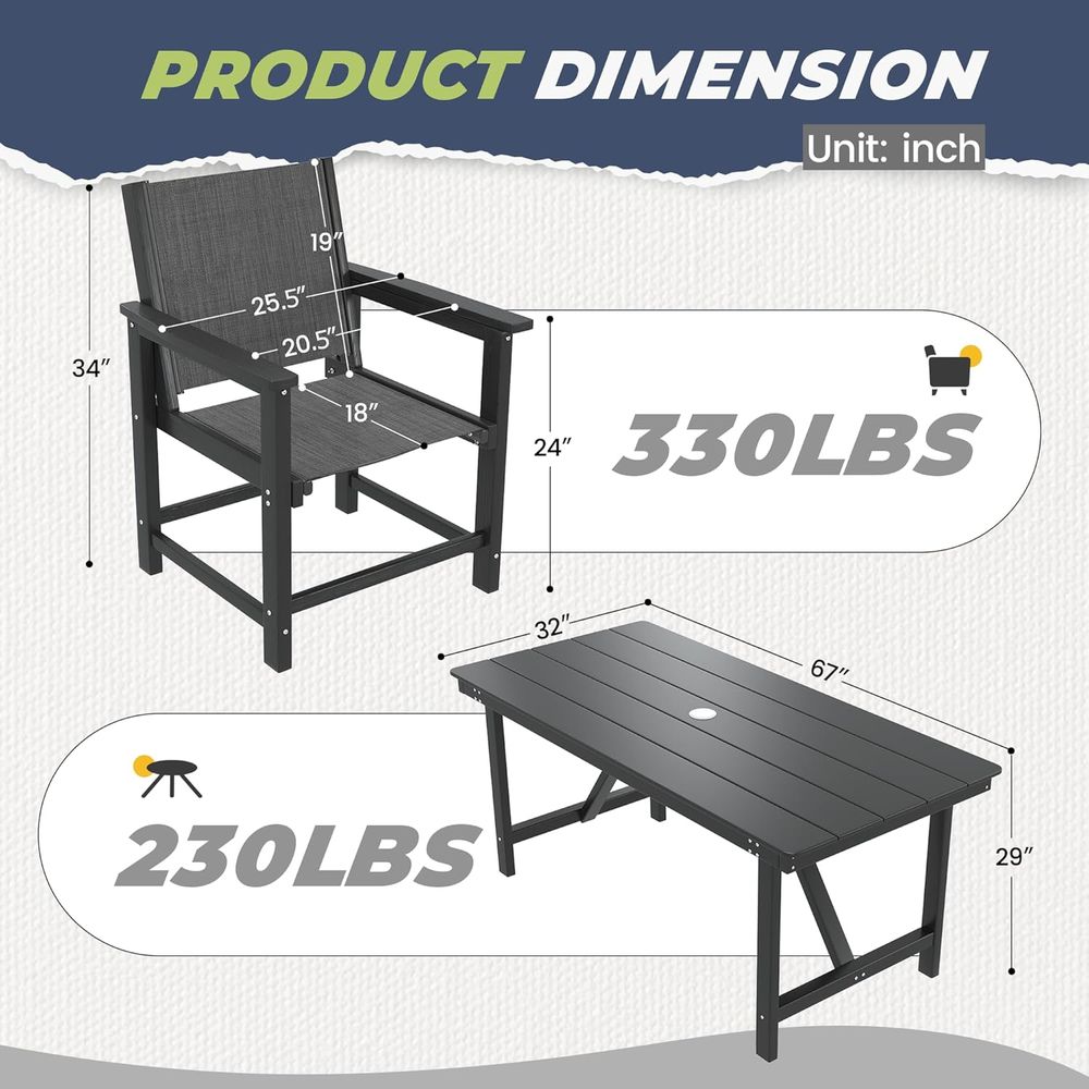 HDPE屋外ダイニングセットまたは4人用、全天候型パティオ家 - Outdoor Furniture Ofo のレビューと価格