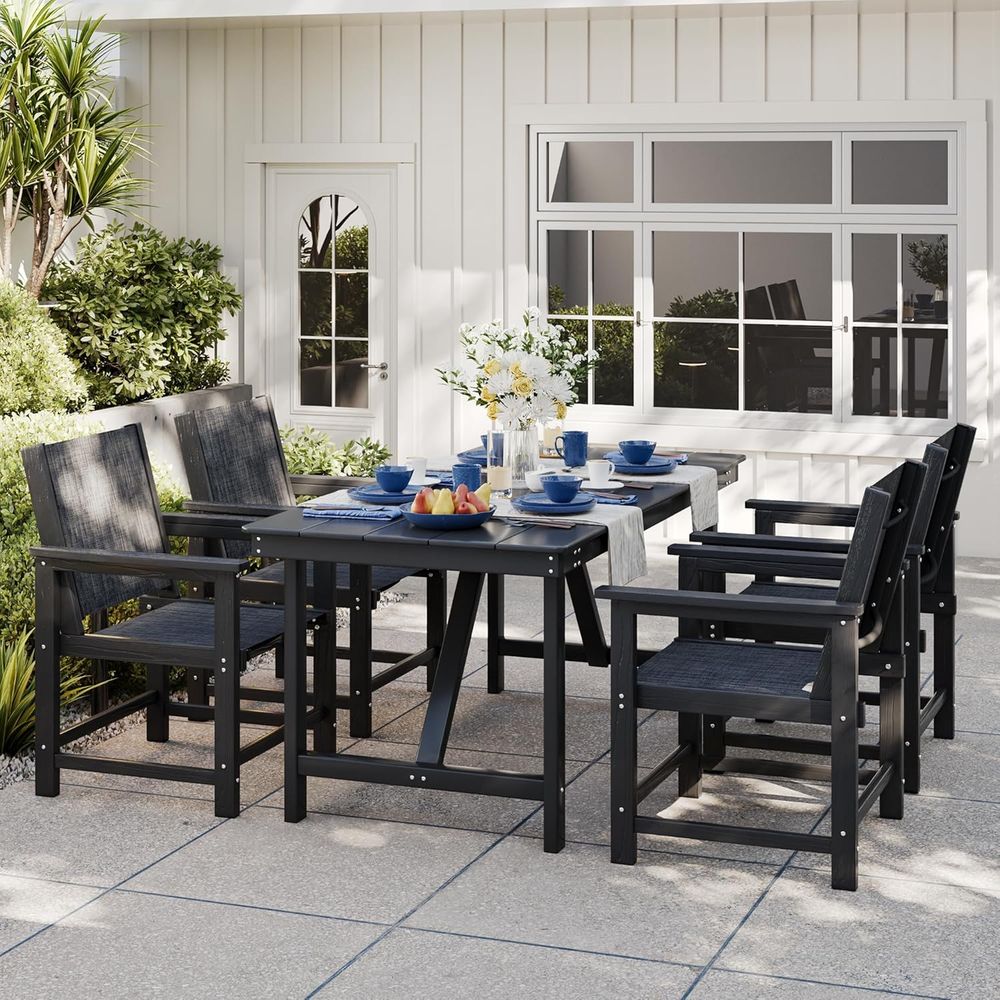 HDPE屋外ダイニングセットまたは4人用、全天候型パティオ家 - Outdoor Furniture Ofo のレビューと価格