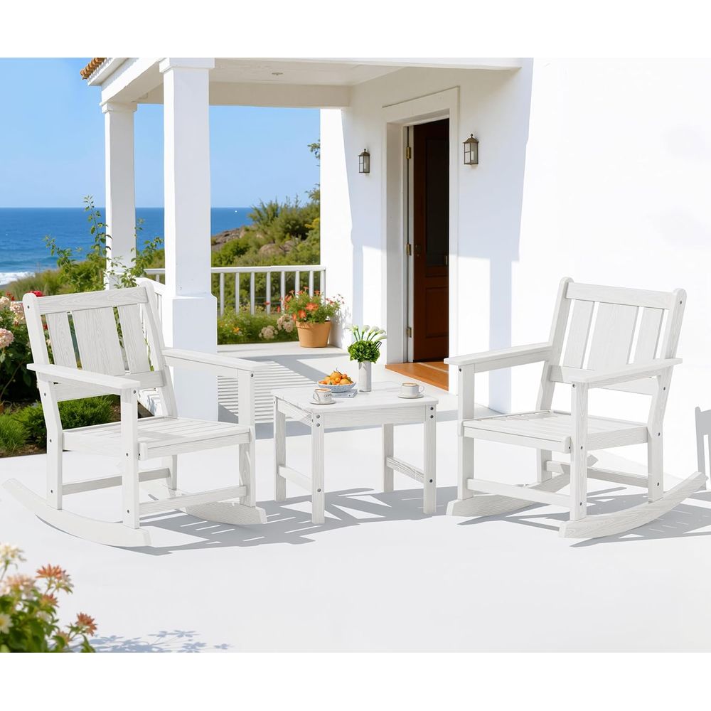 屋外用ロッキングチェア2脚セット（サイドテーブル付き）、全天 - Outdoor Furniture Ofo のレビューと価格