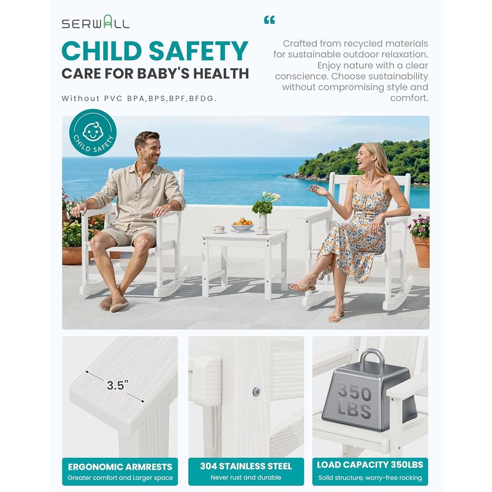 屋外用ロッキングチェア2脚セット（サイドテーブル付き）、全天 - Outdoor Furniture Ofo のレビューと価格