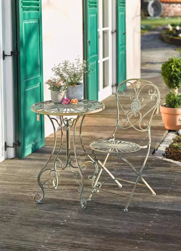 ヨーロッパとフランススタイルの田舎のアイアンアートラウンドテ - Outdoor Furniture Vintage のレビューと価格