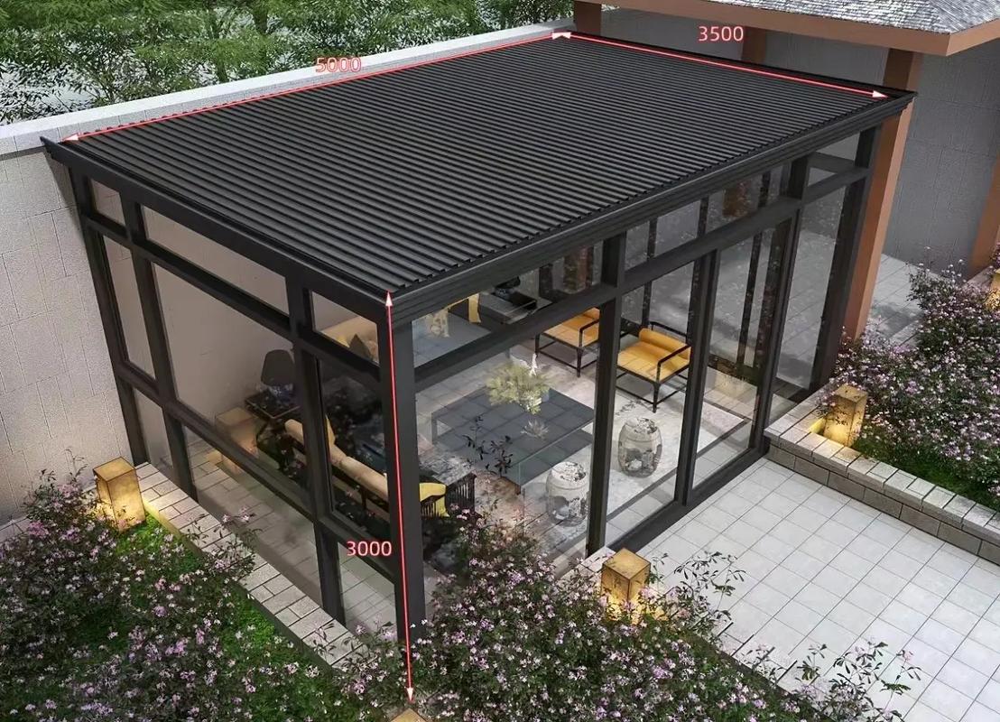 カスタムメイドアルミ製パーゴラ自立型二重層強化ガラスサンルー - Outdoor Furniture Aluminium のレビューと価格