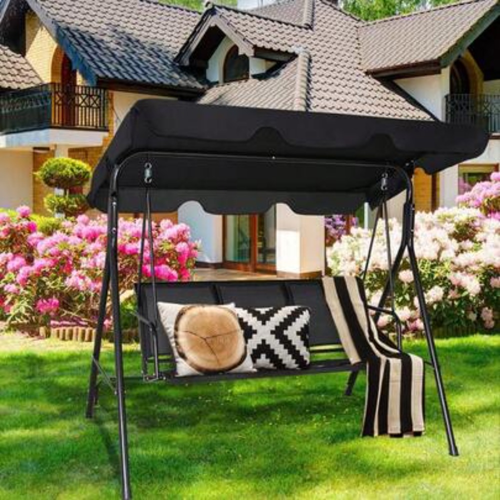 屋外パティオスイングチェア、調節可能なキャノピー付き、頑丈な - Garden Swing Chair のレビューと価格