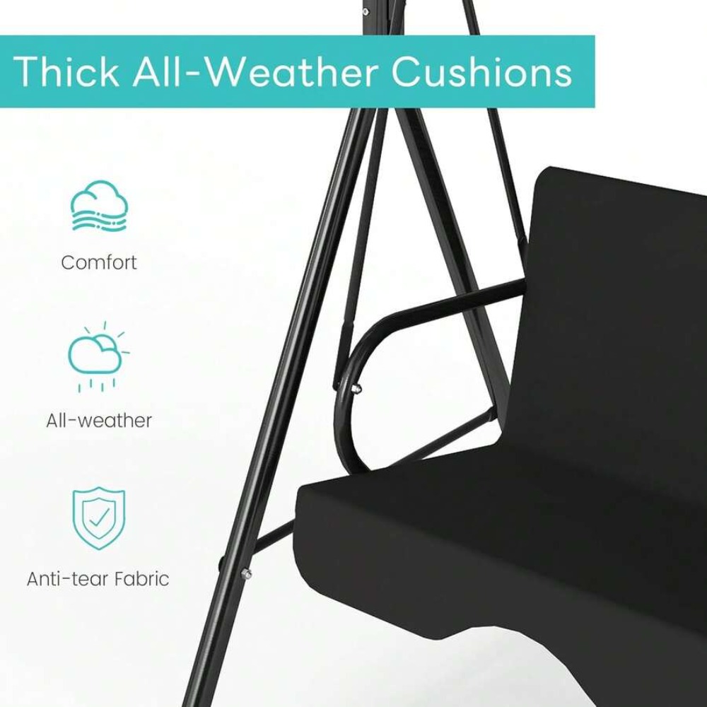屋外パティオスイングチェア、調節可能なキャノピー付き、頑丈な - Garden Swing Chair のレビューと価格