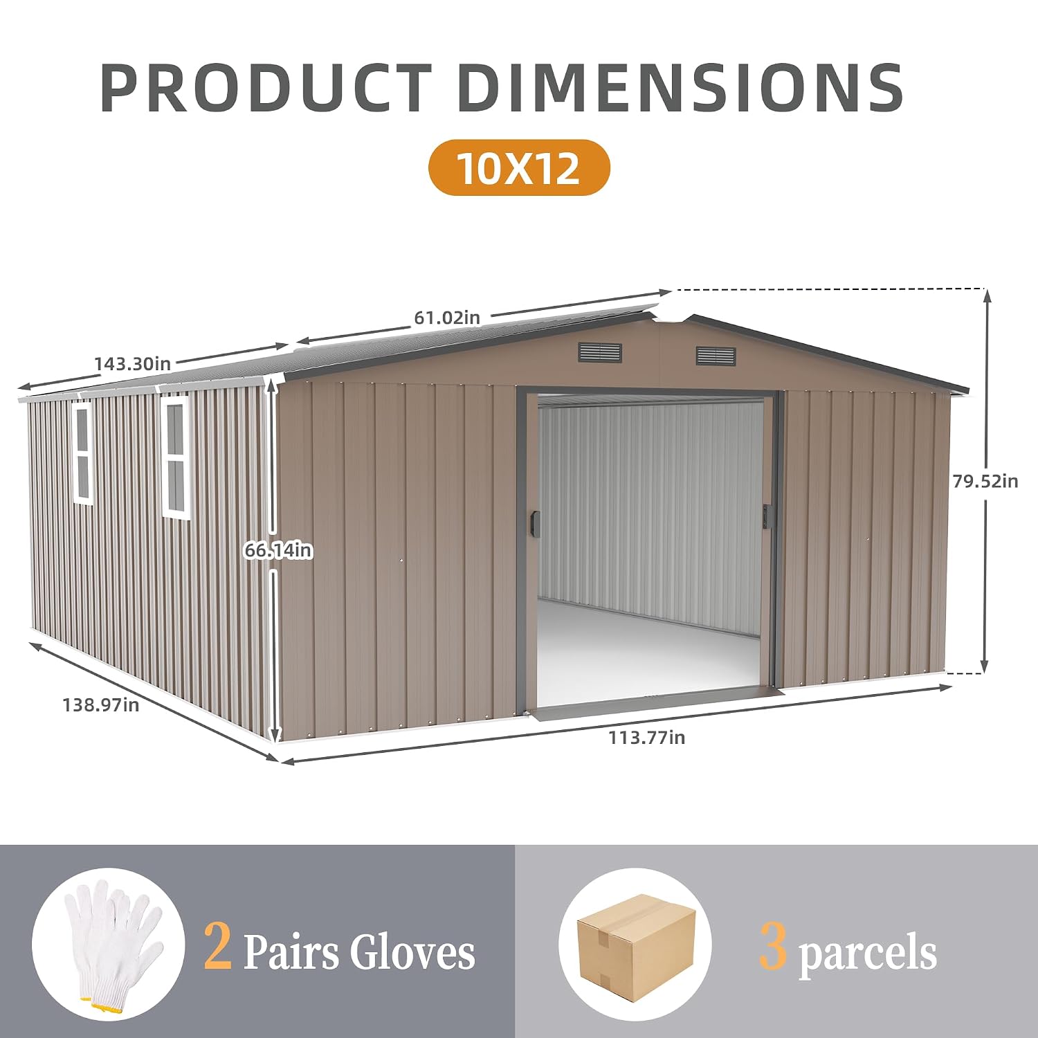 10x12フィートの屋外収納庫、大きな金属製ガーデンシェッド - Outdoor Furniture Metal のレビューと価格