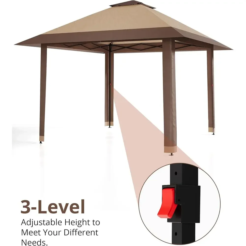 13x13フィートの屋外用ガゼボ、メッシュカバー付き、高さ調 - Outdoor Furniture Balcony のレビューと価格