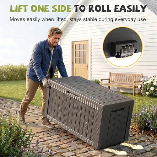 屋外用防水樹脂製収納デッキボックス、ロック可能な屋外ベンチ、 - Outdoor Furniture Wood のレビューと価格