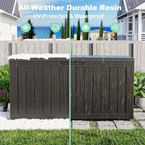 屋外用防水樹脂製収納デッキボックス、ロック可能な屋外ベンチ、 - Outdoor Furniture Wood のレビューと価格