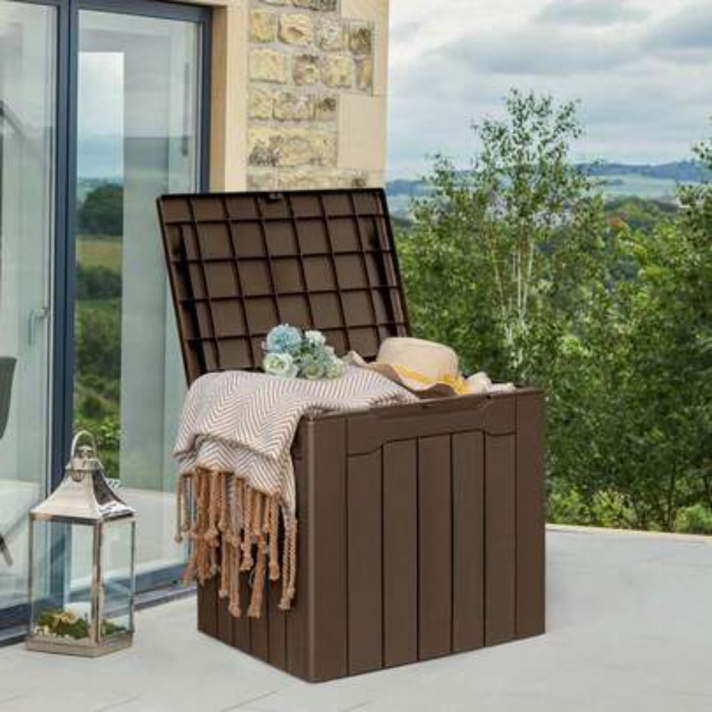 28ガロン樹脂製デッキボックス、防水屋外収納ボックス、UV耐 - Outdoor Furniture Cushions 22 X 22 のレビューと価格
