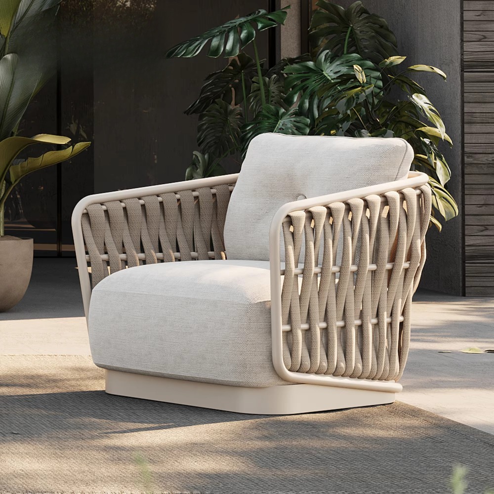 ガーデンコンフォートソファメタルセット高級編みロープデザイン - Rattan Lounge Set のレビューと価格