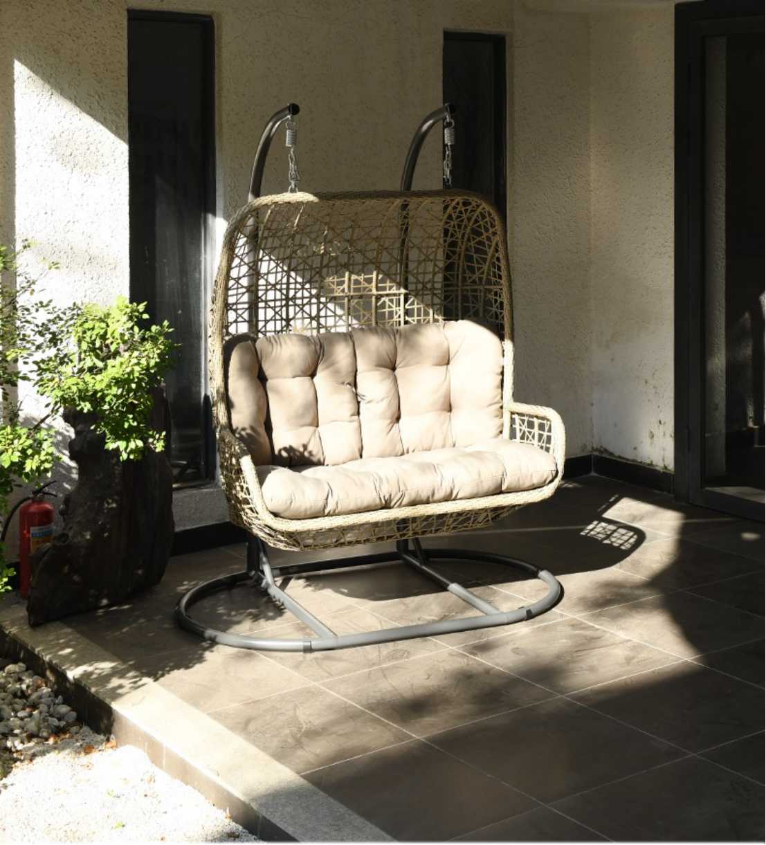ガーデンパティオ屋外用ダブルチェア2人乗りスイングハンギング - Garden Swing Chair のレビューと価格