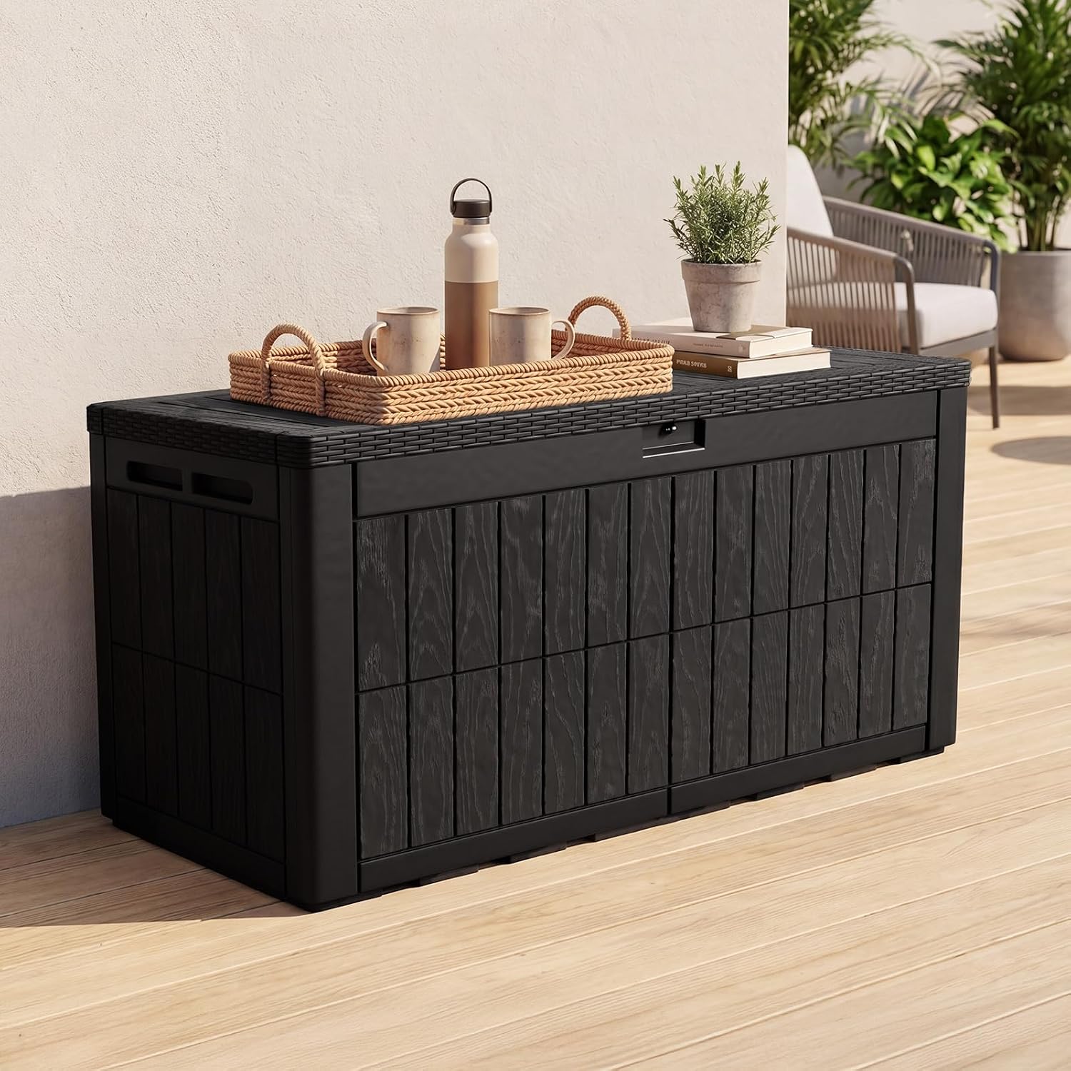 120ガロン大型屋外収納ボックス、耐候性樹脂構造、ロック可能 - Outdoor Furniture Black のレビューと価格