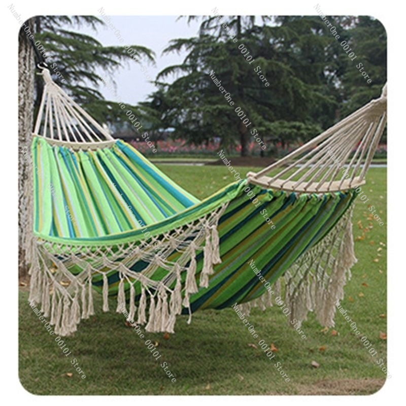 キャンバスダブルハンモック タッセル付き 屋外キャンプスイン - Garden Swing Chair のレビューと価格