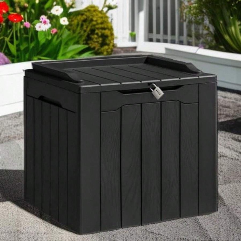31ガロン樹脂製デッキボックス、防水屋外収納、ロック可能なパ - Outdoor Furniture Balcony のレビューと価格