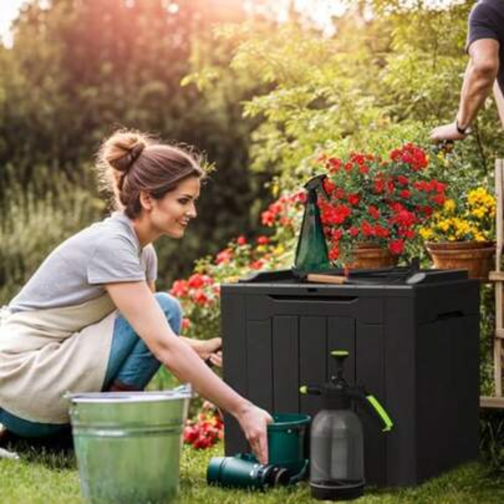 防水屋外収納ボックス レジン製デッキボックス ロック可能 U - Outdoor Furniture Balcony のレビューと価格