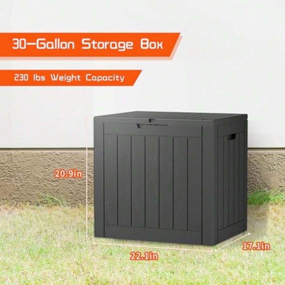 30ガロン デッキボックス 屋外収納用樹脂製パティオ家具 ガ - Outdoor Furniture Black のレビューと価格