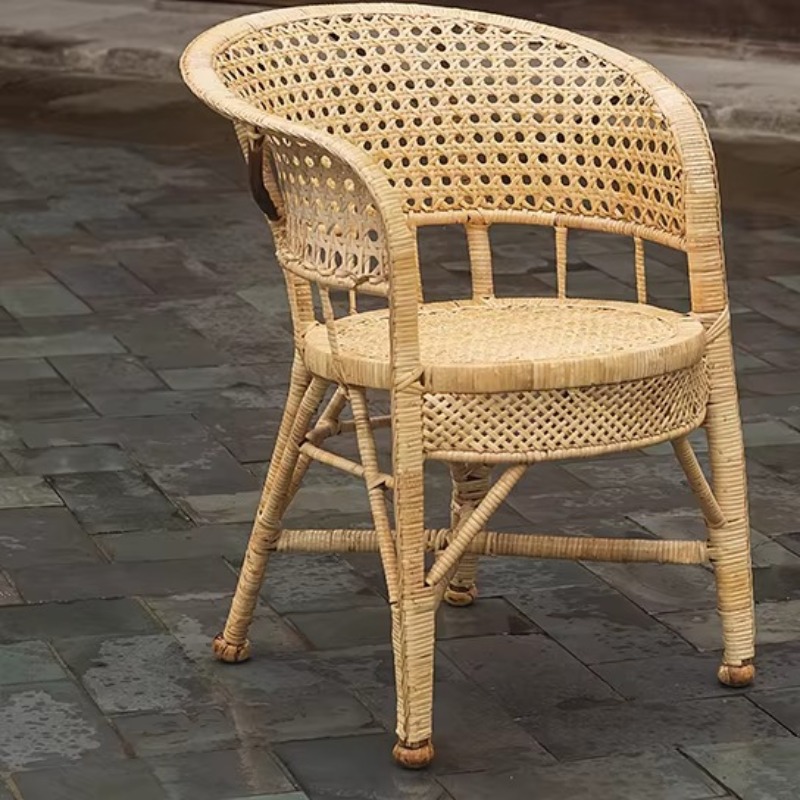 屋外用手作り天然籐椅子、ヴィンテージ風背もたれ付き通気性クッ - Outdoor Furniture Vintage のレビューと価格