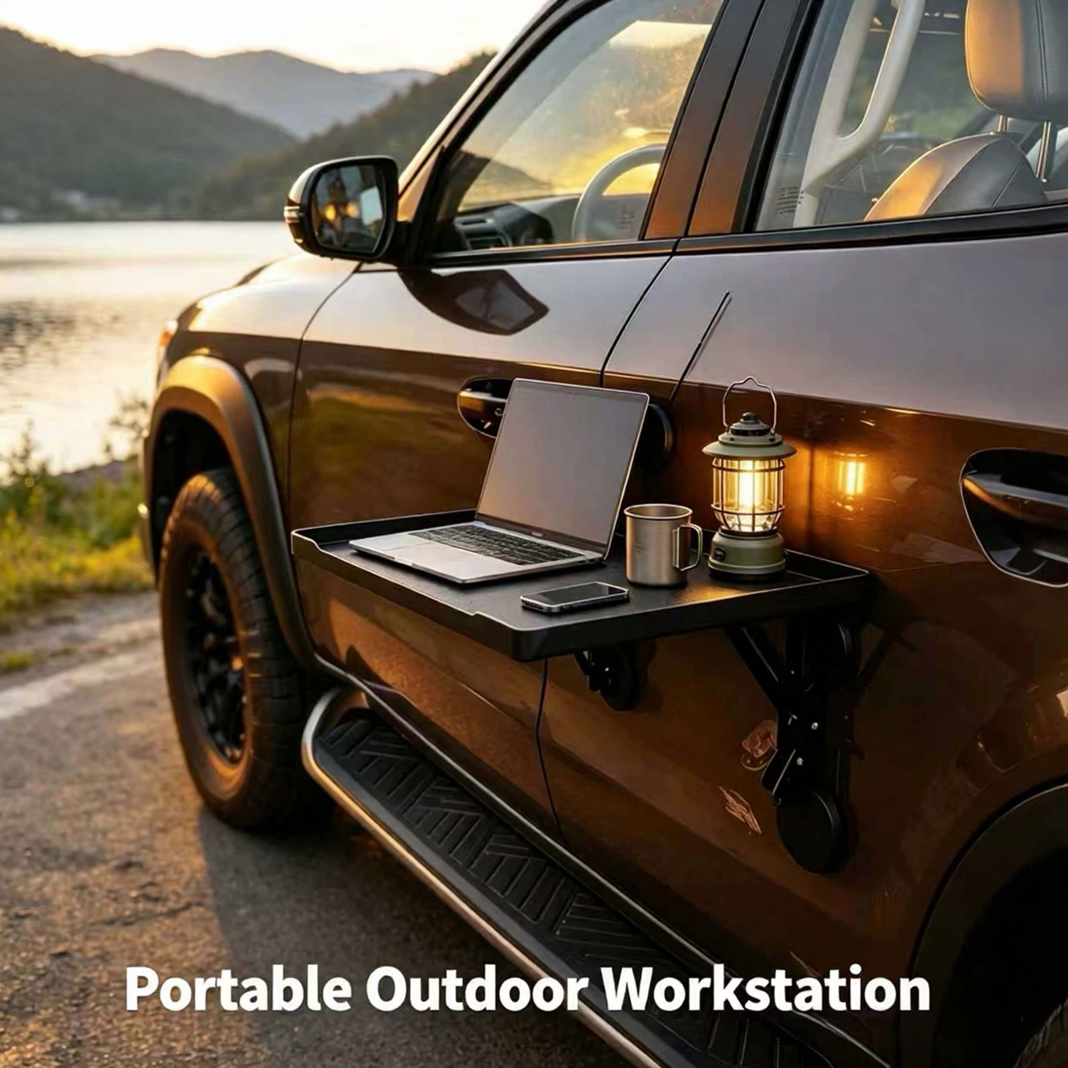 磁気式折りたたみ車載サイドテーブル ポータブルSUVトラック - Outdoor Furniture Usa のレビューと価格