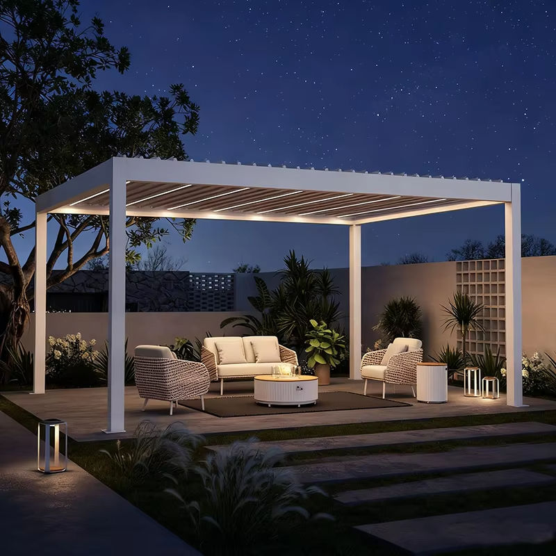 屋外用防錆ヘビーデューティーパビリオン（LEDライトと調整可 - Outdoor Furniture Metal のレビューと価格