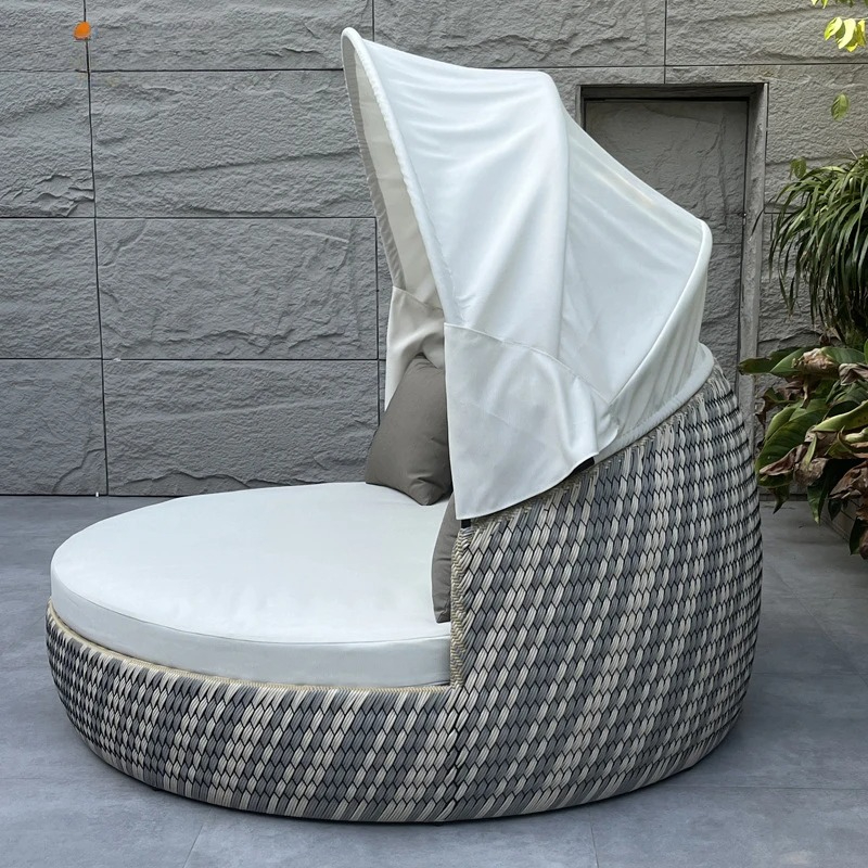 デイベッド、紫外線防止防錆丸型、籐製ラウンジソファ、キャノピ - Rattan Lounge Set のレビューと価格