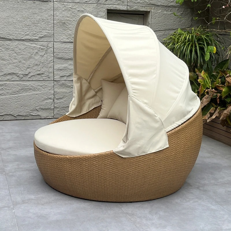 デイベッド、紫外線防止防錆丸型、籐製ラウンジソファ、キャノピ - Rattan Lounge Set のレビューと価格