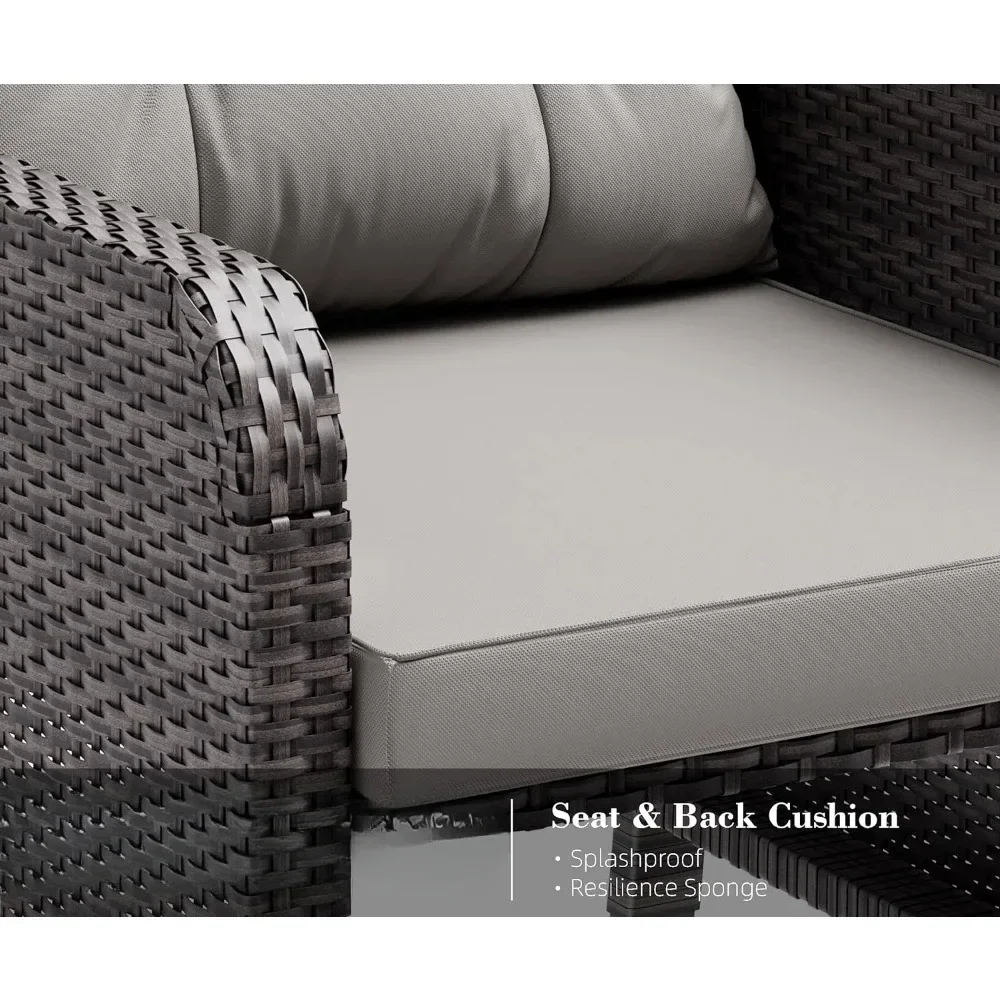 # 5ピースパティオ会話セット用、ソフトクッション付き籐ラタ - Rattan Lounge Set のレビューと価格